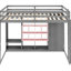 Lit mezzanine pleine grandeur de couleur grise et rose, garde-robe ouverte, tablettes et armoire fermée, réversible pour la disposition de la pièce, 14 lattes, lit en bois massif d'une capacité de 600 lb + lit, solution de rangement intelligent pour petits espaces, --369888907-369888909