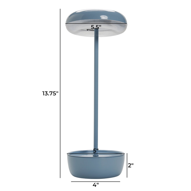 Aluna 13.75'' Solar&Battery Powered Outdoor Metal Table Lamp, Blue