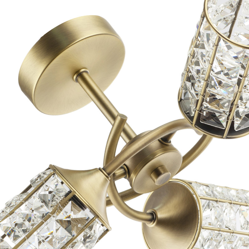 Semi Flush Mount, Antique Brass, Gold