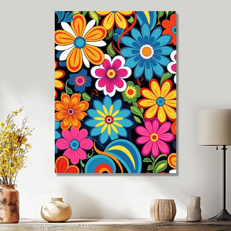 «Groovy Hippy Flower Power - Wildflowers», art mural, Métal métal, H 32 po x l 24 po x P 1 po