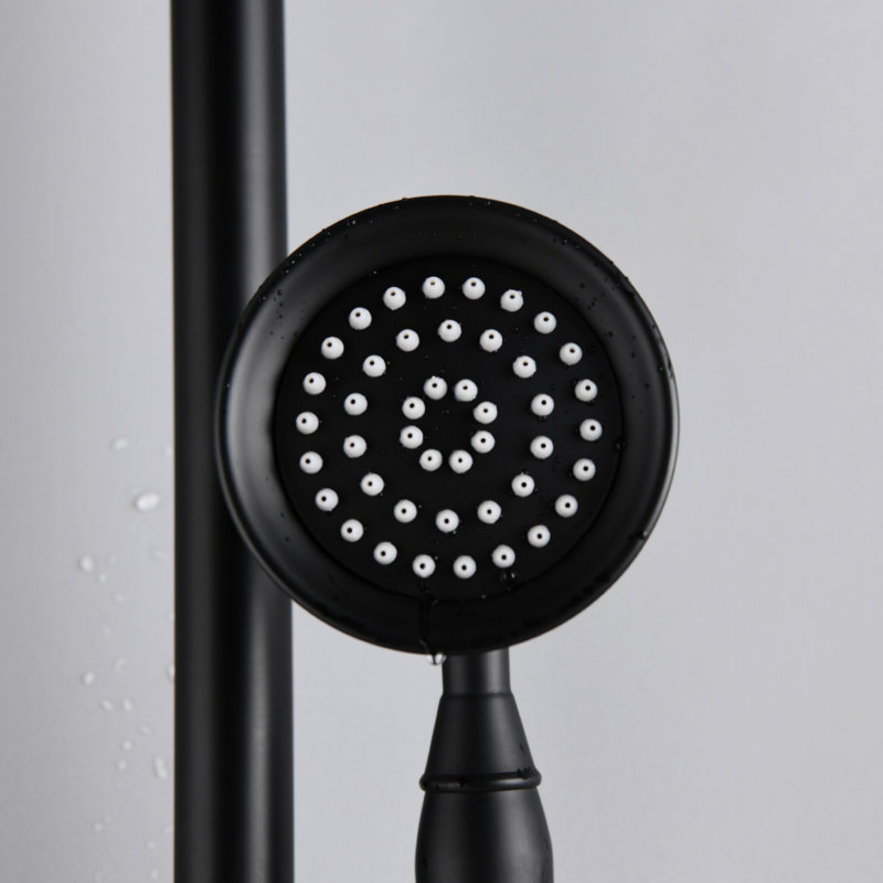 8" Rainfall And Handheld Shower System In Matte Black With Build Brass Dual Head 2.5 Gpm Flow Rate Option, Matte Black