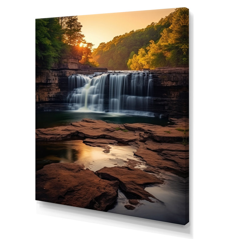 Alabama, cascades majestueuses en automne, H 32 po x l 16 po x P 1 po, Toile tendue
