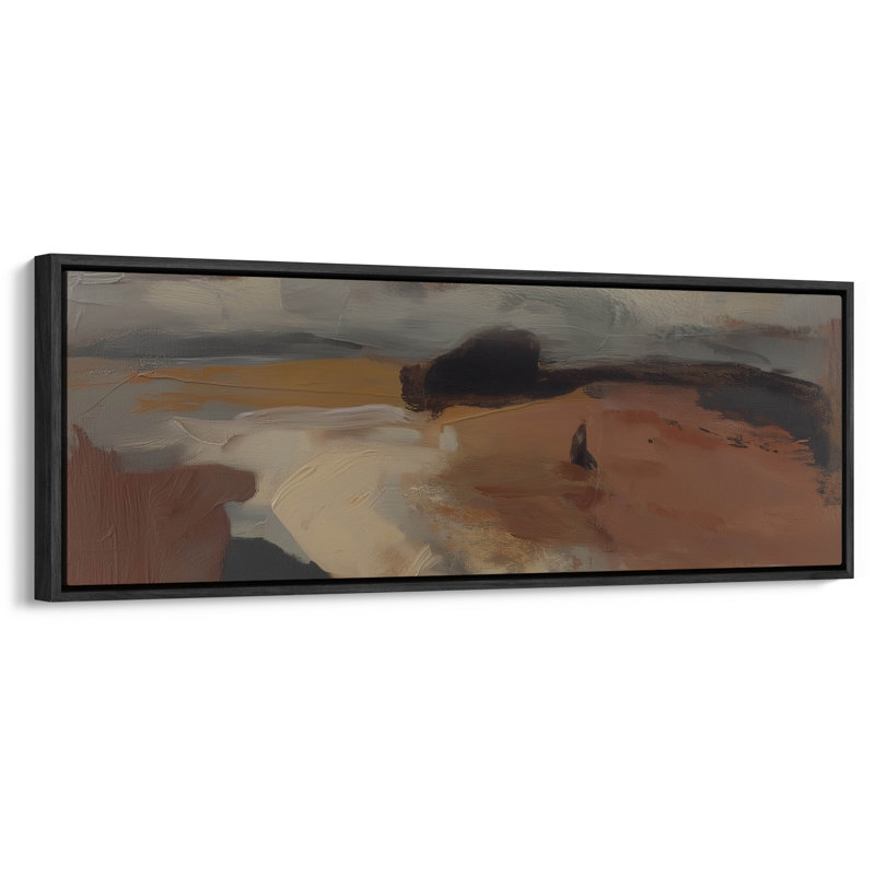 «Neutral Abstract Desert Art», impression murale, H 20 po x l 60 po, Noir