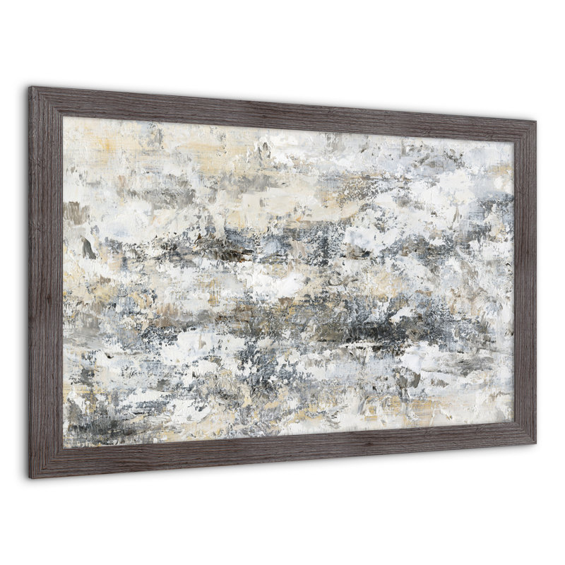 Abstrait neutre taché - peinture, H 24 po x l 36 po x P 0,75 po, Cadre photo gris en acrylique