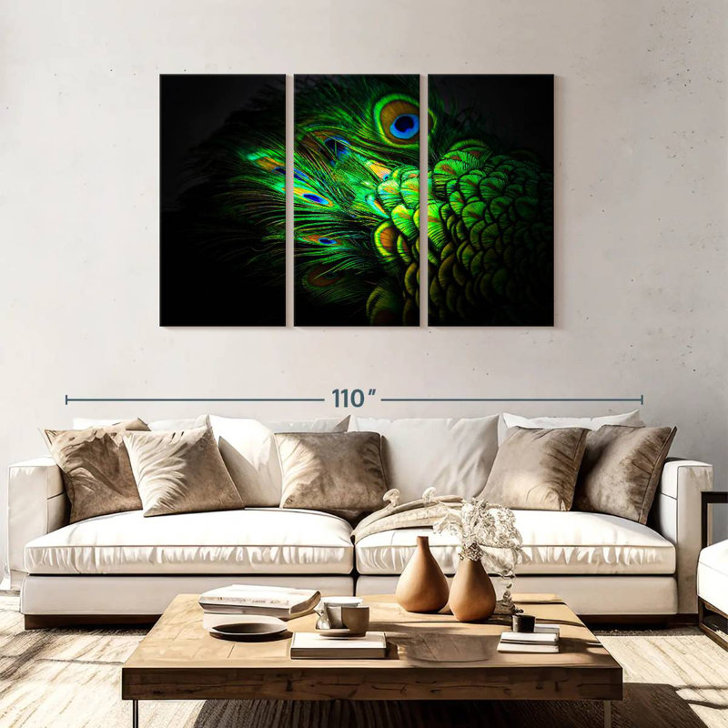Brampt Emerald Peacock Feather, 48" H x 74" W