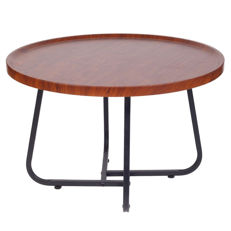 60cm Round Coffee Table for Living Room | Cocktail Table with Natural Wood Finish, D60 H39 cm
