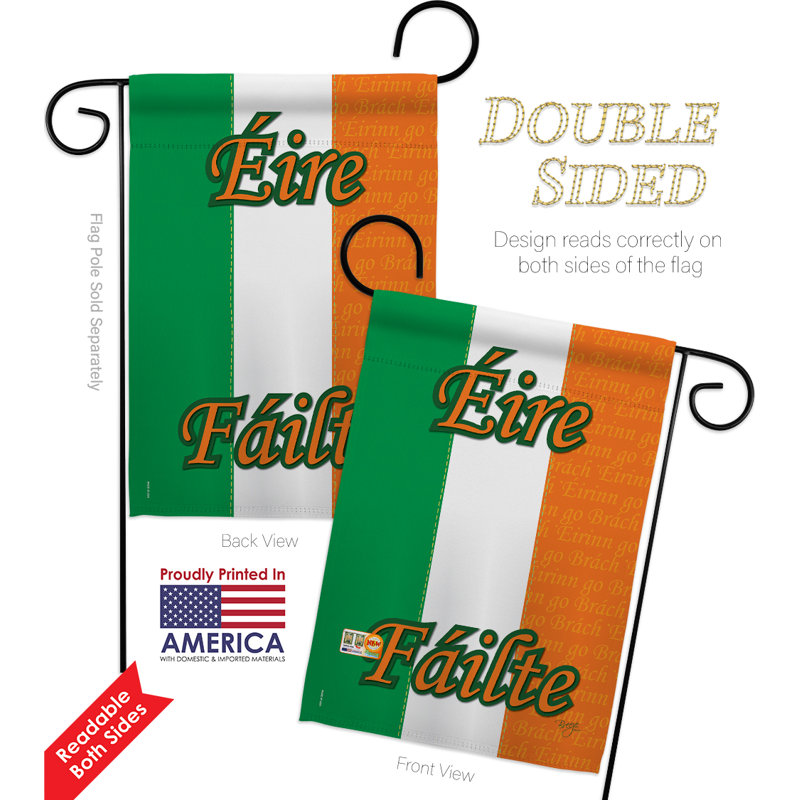 Ensemble 2 pièces de drapeaux décoratifs en polyester 2 faces 19 x 13 po d’irlande