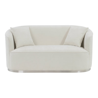 Odette 64''L Chenille Fabric Upholstered Loveseat with 2 Pillows in Beige