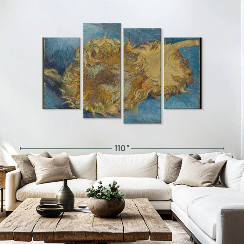 Harnek nature morte avec deux tournesols, H 54 po x l 84 po