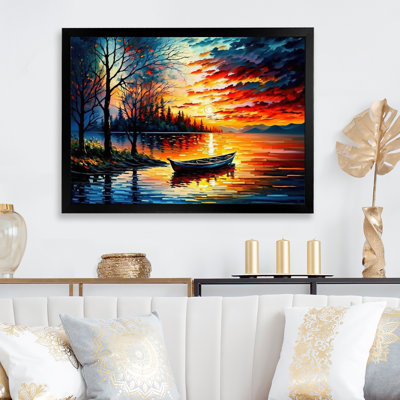 " Canoe On The Lake In The Fall " Painting Print