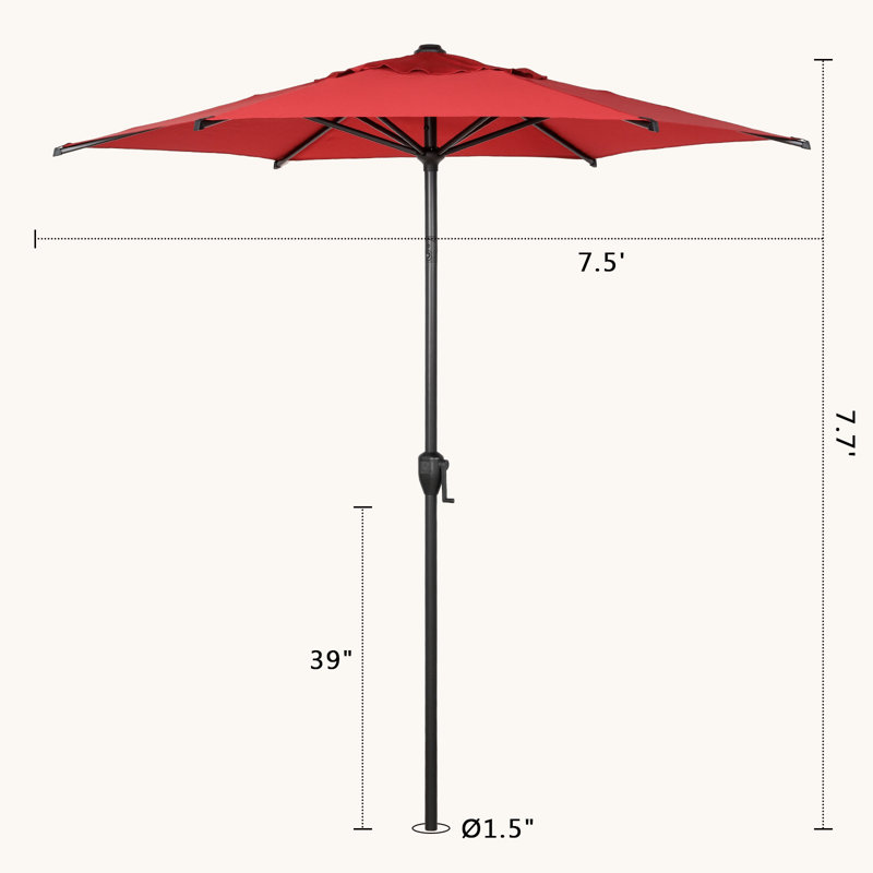 Parasol de marché 108 po Lyon, Rouge, L 90 po x P 90 po