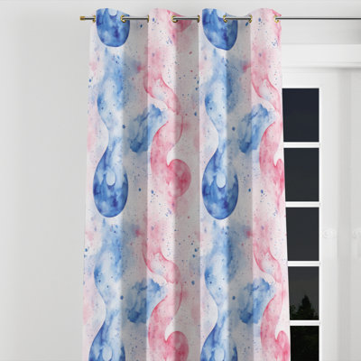 Symbol For Teens Blackout Curtains - Modern Pastel Yin Yang Velvet Grommet Curtain - 1 Panel