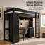 Lit mezzanine simple en bois massif-130105573-130105575