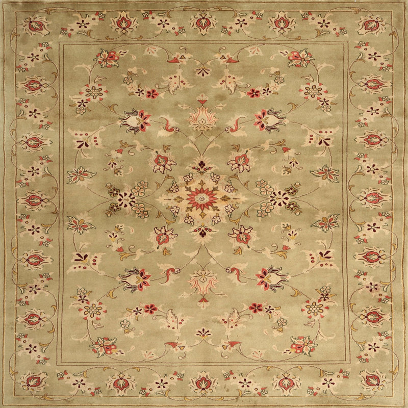 Tapis décoratif beige floral, Carré 8 pi