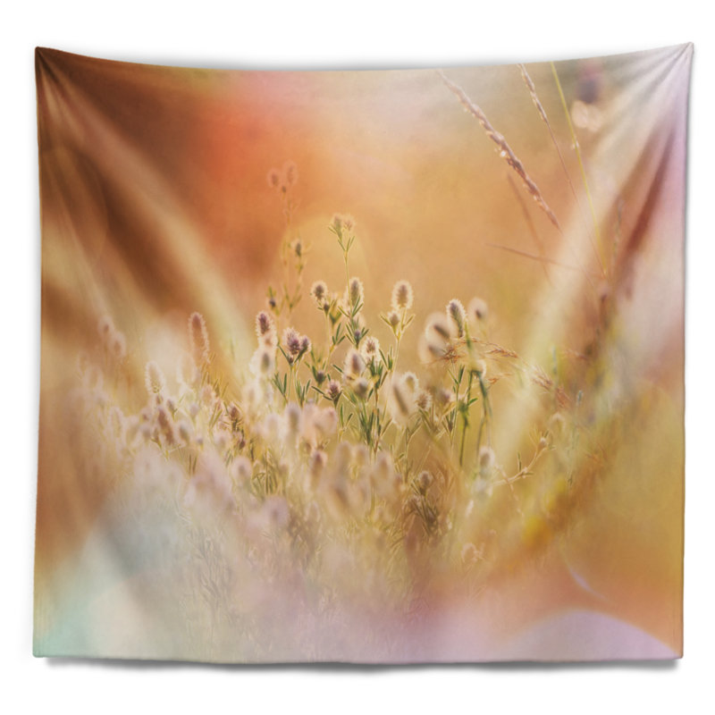 Fleurs sauvages mauves sur fond clair, H 68 po x l 80 po