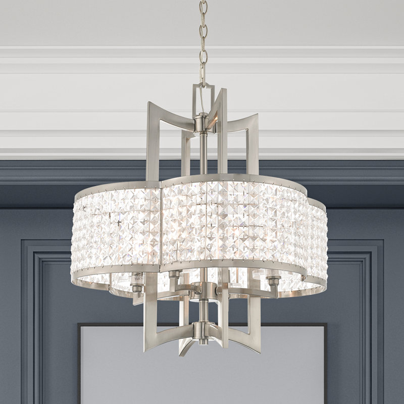 Belisle 4 - Light Geometric Chandelier, Brushed Nickel