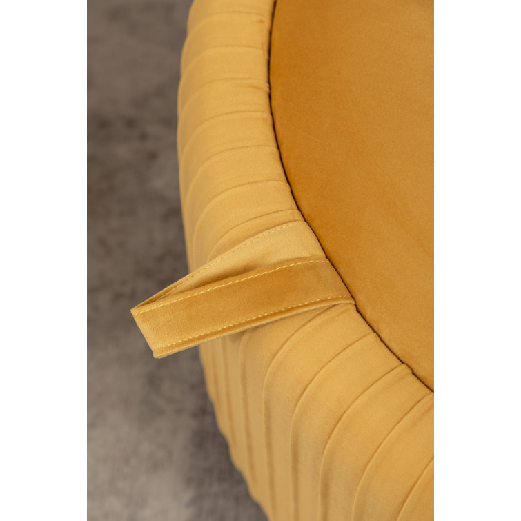 Siany Upholstered Ottoman Mercer41 Body Fabric: Orange Velvet