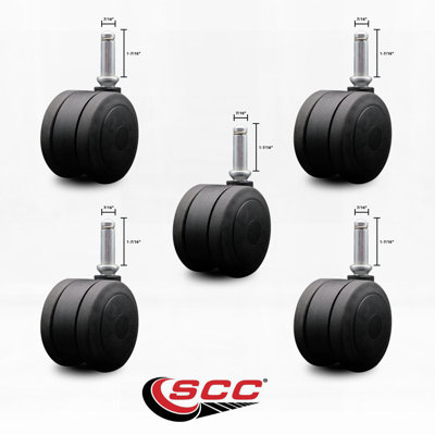 3 Inch Heavy Duty Floor Safe Twin Wheel Caster 7/16 Grip Ring Stem Set 5