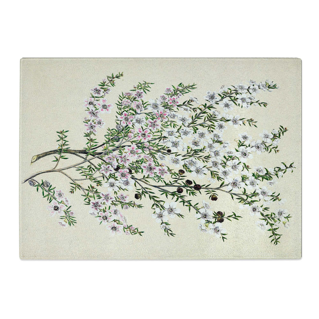 Tempered Glass Manuka Flowers by Sarah Featon Chopping Board
