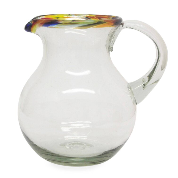 World Menagerie Confetti Path Blown Glass 84 oz. Pitcher