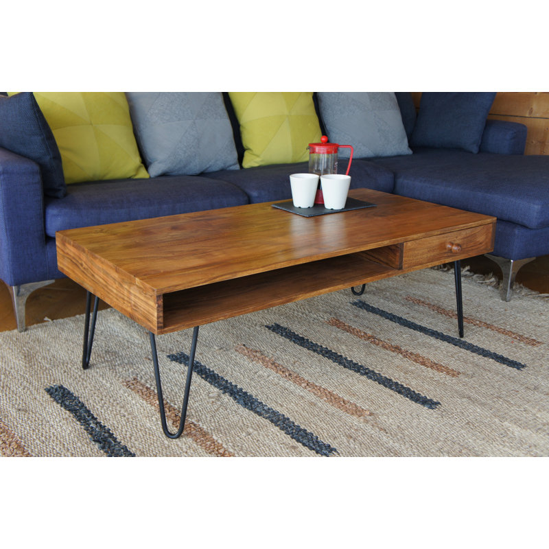 Palomo Solid Wood Four Leg Coffee Table with Storage