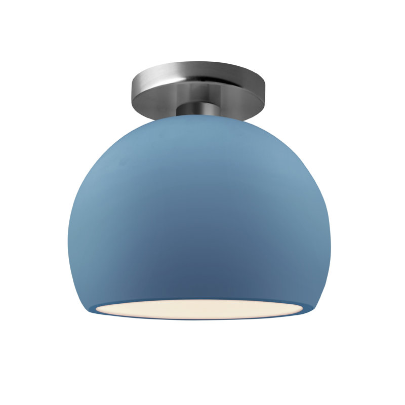 Plafonnier semi-encastré Radiance, H 7 po x l 7 po x P 7 po, Bleu ciel / noir mat, Nickel brossé