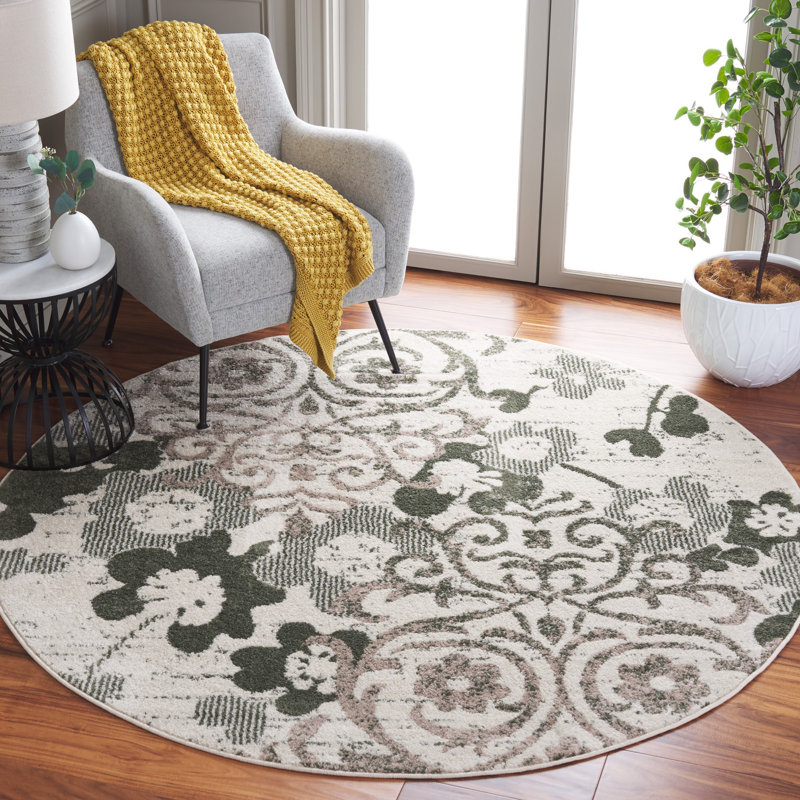 Braizlee Performance Floral Rug, Round 6'