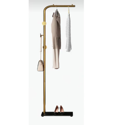 L-shaped Minimalist Coat Rack With Marble Base And Metal Frame