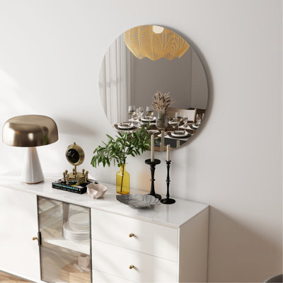 70Cm Round Mirror For Bathroom, White Backboard, Good Makeup, Easy Setup Wall With Versatile Use In Home, And Brightening