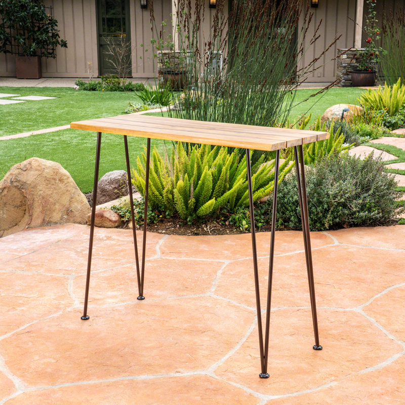 Loya Rectangular Acacia Wood Outdoor Bar Table