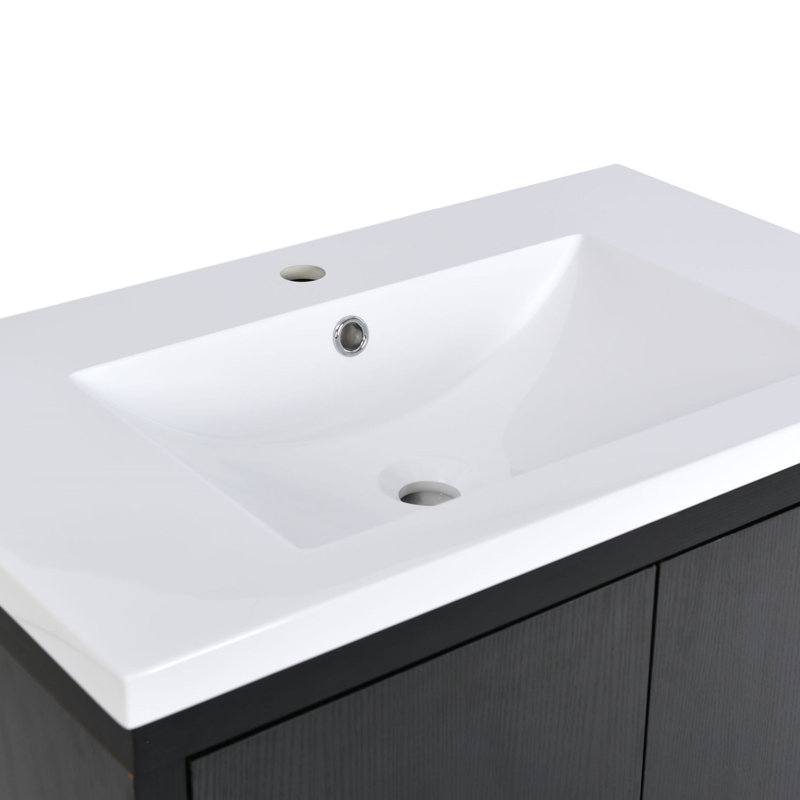 Keymya 29.5'' Single Bathroom Vanity with Resin Top, Black