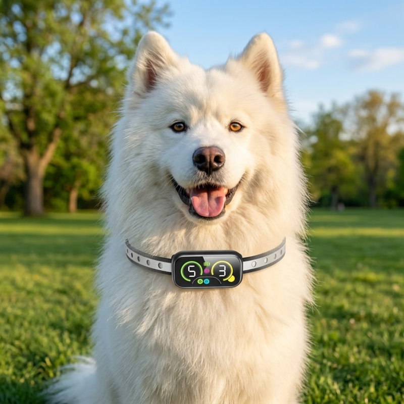 Collier anti-aboiements intelligent pour les gros chiens de taille moyenne et de petite taille, sans aboiement efficace avec modes de vibration sonores réglables et 7 modes de sensibilité, noir