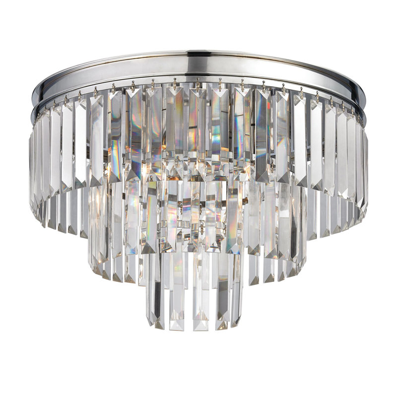 Plafonnier semi-encastré 3 lumières Palacial - largeur 19 po - Chrome poli