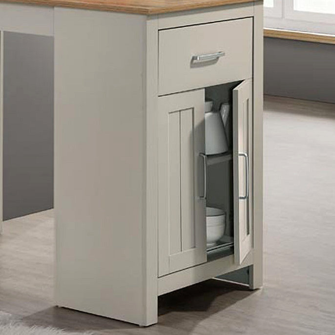 Petite table de salle à manger à hauteur de comptoir avec armoire et tiroir de rangement, Gris clair