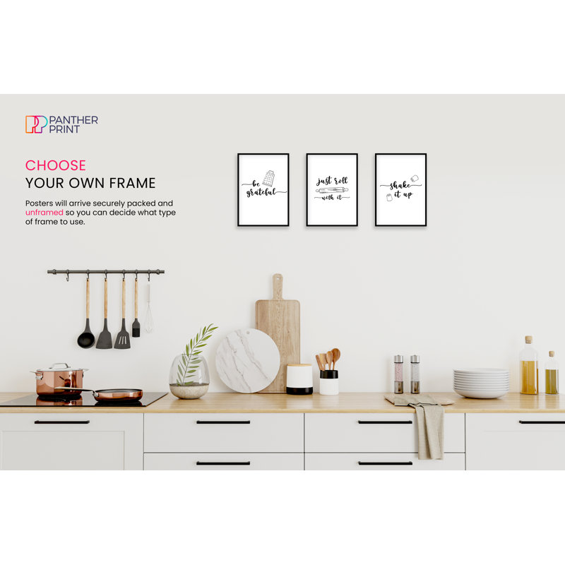 Be Grateful, Just Roll With It, And Shake It Up - 3 Piece No Frame Print Set, 29.7cm H x 21cm W