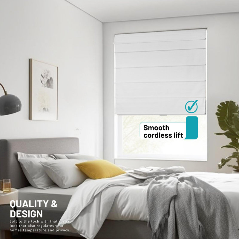 Room Darkening Roman Shade, 23"W x 64"L, White