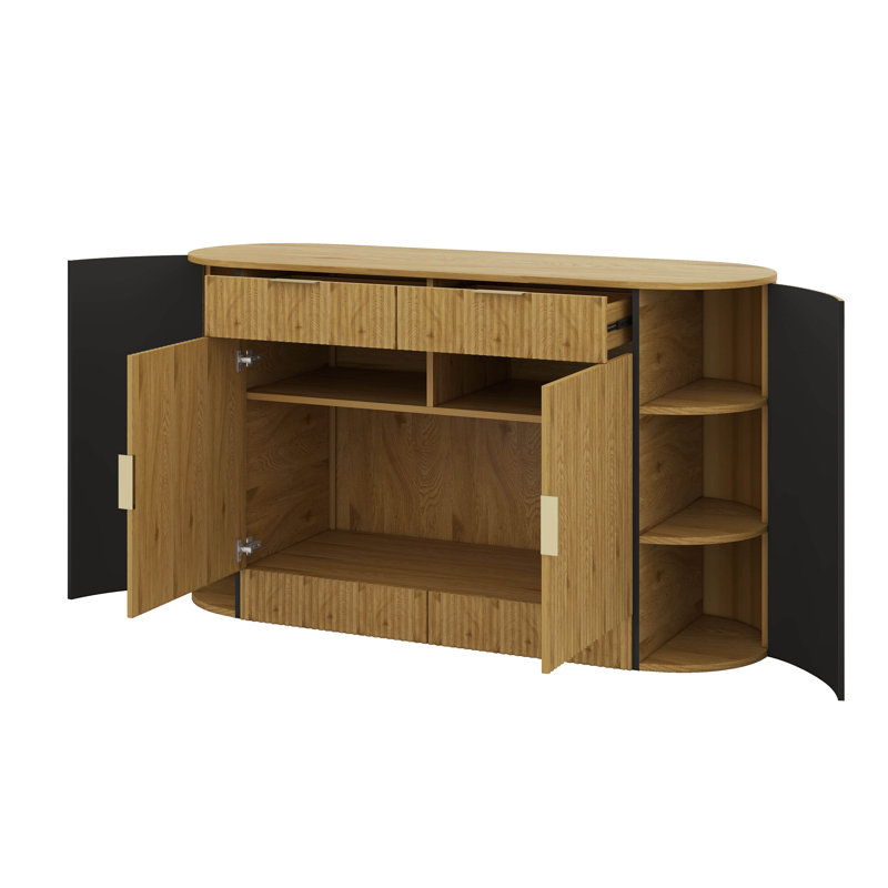 Buffet avec rangement, armoire d'appoint de salon avec portes, Naturel