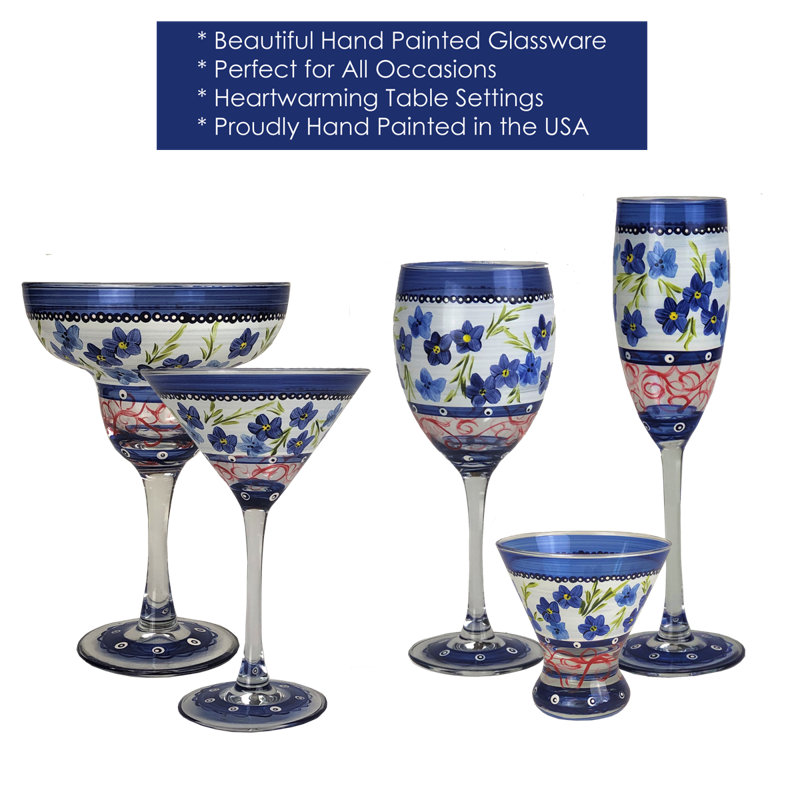 Barcelona Blue Flowers Mecedes Glass Cake Stand