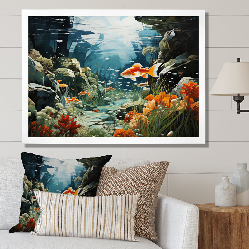 Aquariums Aquatic Assemblage An - reproduction, Cadre photo blanc, H 34 po x l 44 po x P 1,5 po