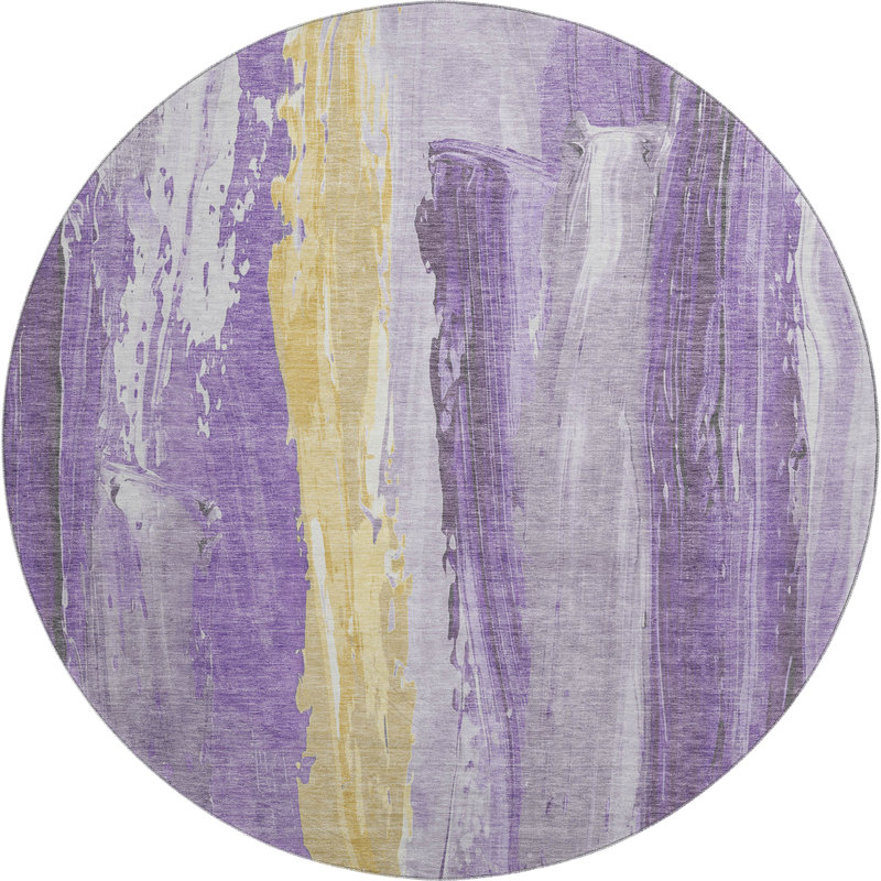 Premium Machine Washable Mayfield AMF1845 Abstract Rug, Round 8'