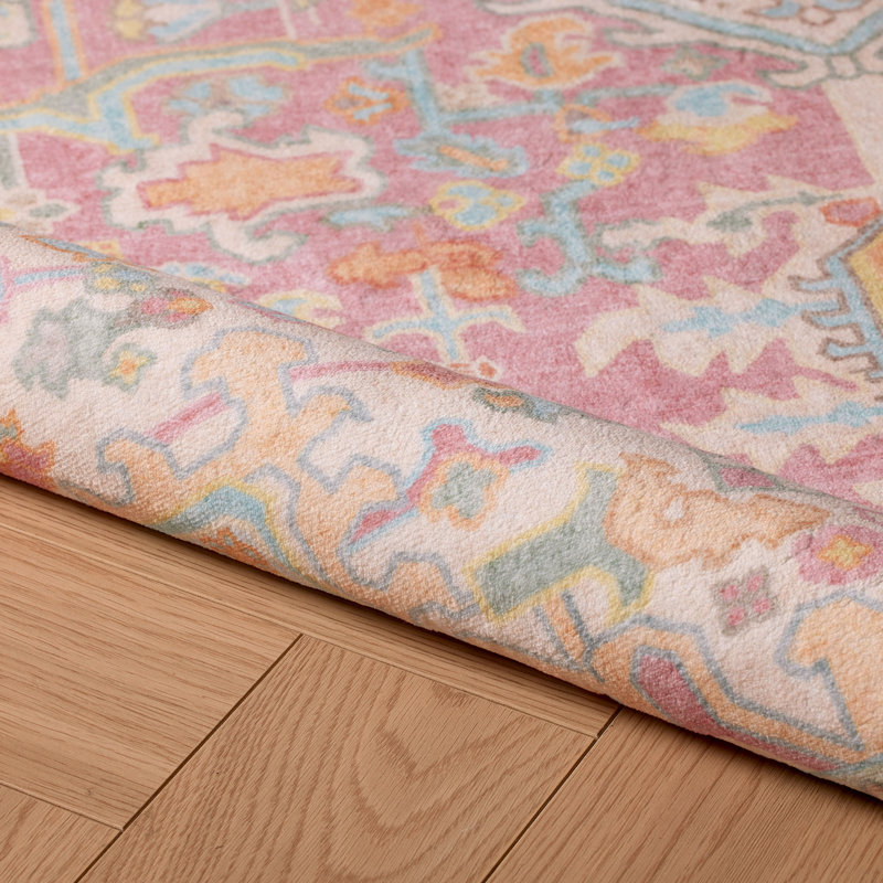 Vintage Area Rug Washable Non Slip Bohemian Moroccan Living Room Carpet, Retangle 8' x 10'