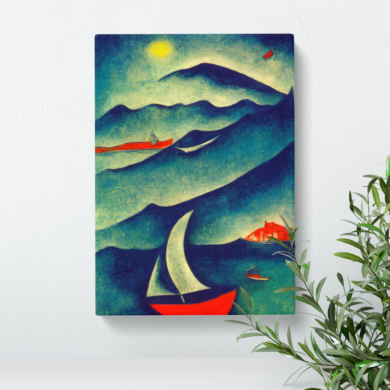 Ocean With A Boat - Wrapped Canvas, 60cm H x 40cm W x 3cm D