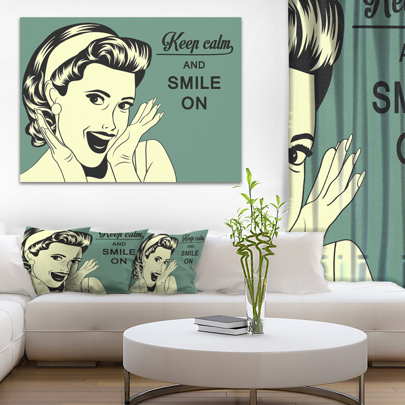 Pop Art Retro Woman - impression d'art graphique, H 30 po x l 40 po x P 1 po, Toile tendue