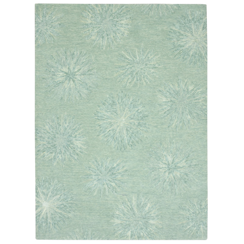 Serenity Handmade Hooked Blue Area Rug, Rectangle 8'6" x 11'6"