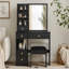Petit meuble-lavabo de 29,2 po avec tiroir à gauche et tabouret rembourré, très grand miroir coulissant à droite, rangement multi-couches à grande capacité, commode pratique, certificat EPA, GCC, UL-1159338320