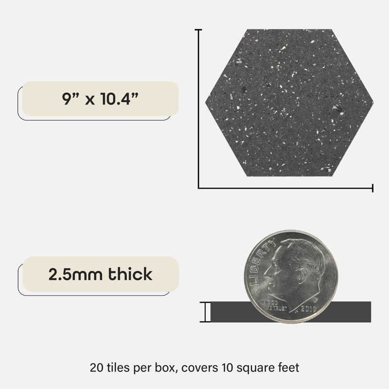 Carreau de vinyle auto-adhésif de luxe 9 po x 10,4 po x 2,5 mm