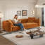 Canapé-lit convertible 3 en 1 de 248 cm (97,7 po), profondeur d'assise de 72 cm (28,4 po), canapé-lit gigogne moderne rembourré, canapé 4 places avec pouf amovible pour appartement, bureau, chambre-1042420269