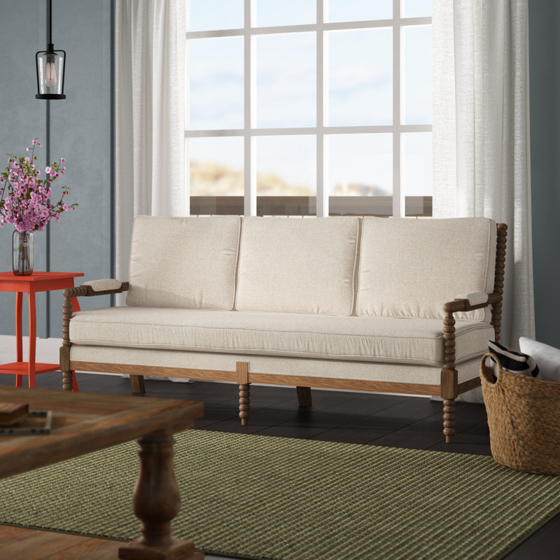 Leola Upholstered 75'' Sofa, Ivory Linen