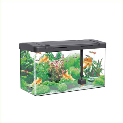 Aquarium Fish Tank Starter Kit with LED Lighting, Water Pump, Decorate Water Plants, Mini Desktop Rectangular Fish Tank, Supply Tabletop Decoration for Office