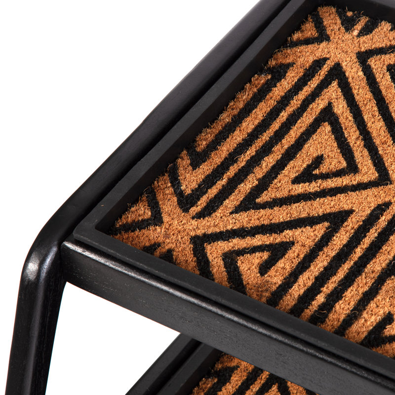 Support à bottes en bois massif de qualité supérieure avec tapis en fibre de coco naturelle - Rangement pour chaussures